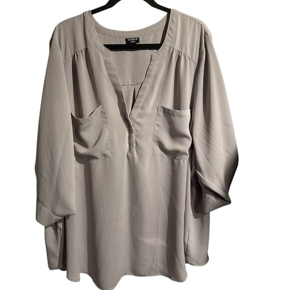 TORRID HARPER MADDER BROWN GEORGETTE PULLOVER 3/4 SLEEVE BLOUSE SIZE 5 (5X) - Picture 1 of 7